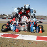 Race Car Balloon Arch Kit 168pcs Black Red Blue Checkered Balloons Boy Birthday Party