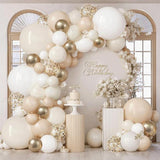 Sand White Gold Balloon Arch Kit Light Ivory Beige Nude Chrome Confetti Party Decorations