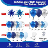 152PCS Blue Balloon Arch Kit Silver Balloons for Birthday Wedding Party Decor
