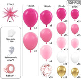 180PCS Hot Pink Balloon Garland Kit White Gold Balloons for Party Decorations