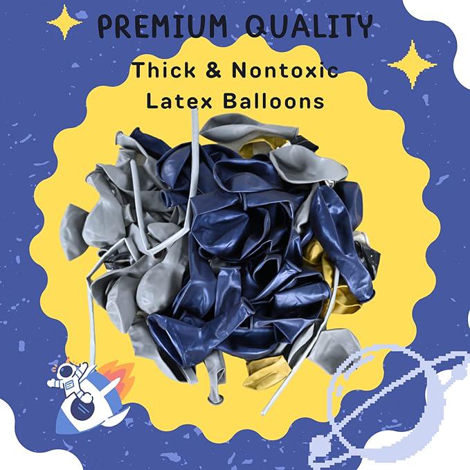 Outer Space Astronaut Balloon Garland Kit Navy Black Gray Gold Balloons for Party Decor