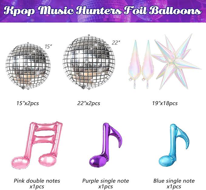 180PCS K Pop Music Balloon Arch Kit Metallic Disco Star Balloons for Party Decor