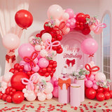 Pink Balloon Garland Arch Kit Coquette Birthday Decorations Red White Bow Balloons