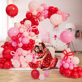 Pink Balloon Garland Arch Kit Coquette Birthday Decorations Red White Bow Balloons