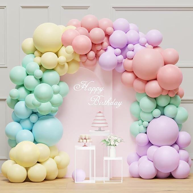Pastel Balloon Arch Garland Kit Rainbow Balloons Pink Yellow Blue Purple for Party