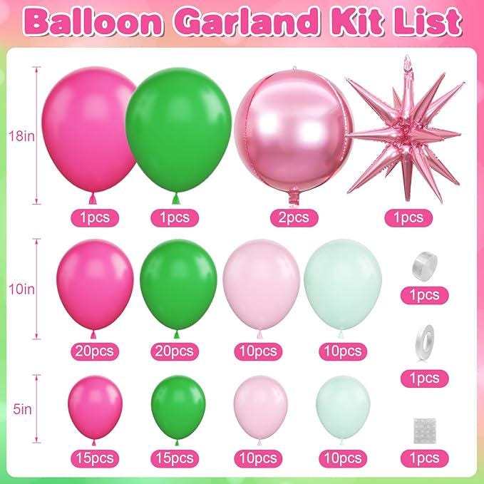 Pink Green Balloon Arch Garland Kit Star Foil Balloons for Baby Shower Wedding Party