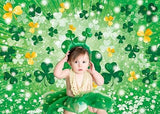 St Patricks Day Photography Background Lucky Shamrock Green Banner 82x59 Inch