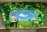 St Patricks Day Photography Backdrop Lucky Green Shamrock Gold Coins Rainbow 82x59 Inch