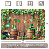 Wooden Green Lucky Shamrock Pot Hat Gold Backdrop 7x5ft