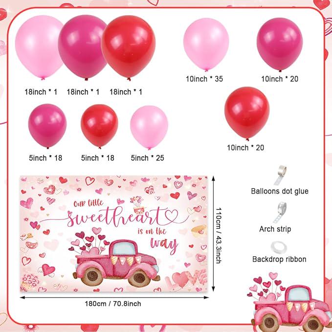 79 Piece Valentines Baby Shower Party Kit Balloon Arch Little Sweetheart Banner Decor