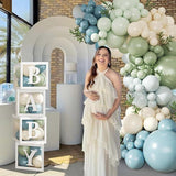 Dusty Blue Sage Green Balloon Arch Kit 132pcs for Baby Shower Gender Reveal Party