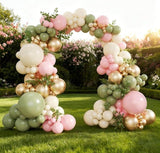 Sage Green Pink Gold Balloon Arch Kit for Boho Baby Shower Wedding Party