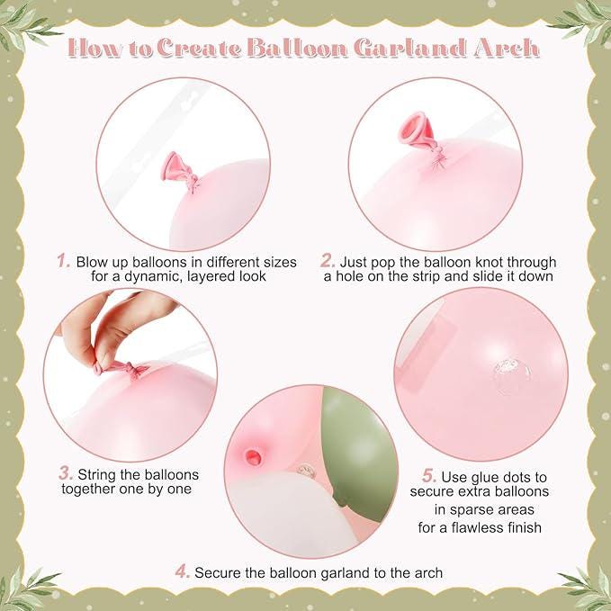 Sage Green Pink Gold Balloon Arch Kit for Boho Baby Shower Wedding Party
