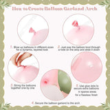 Sage Green Pink Gold Balloon Arch Kit for Boho Baby Shower Wedding Party
