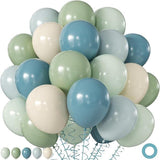Sage Green Dusty Blue Balloon Kit 60pcs Pastel Baby Shower Wedding Party