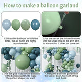 Blue Green Balloon Arch Kit 107pcs Dusty Sage Garland Baby Shower Birthday Party