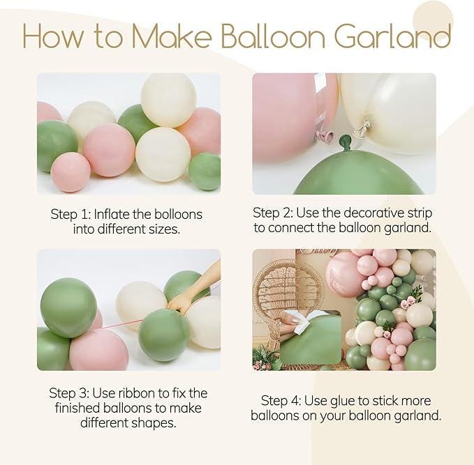 141pcs Pink Green Balloon Arch Garland Kit Pastel Baby Shower Party