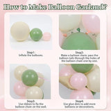 Pink Green Balloon Arch Kit Sand White Sage Baby Shower Party