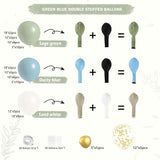 Double Stuffed Dusty Blue Sage Green Balloon Garland Kit 78pcs Baby Shower Party
