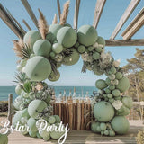 Double Stuffed Sage Green Balloon Arch Kit Pastel Baby Shower Wedding Party