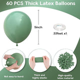 60pcs Sage Green Mini Balloons 5 Inch Matte Baby Shower Birthday Party