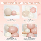 134pcs Dusty Pink Balloon Arch Kit Sand White Baby Shower Wedding Party