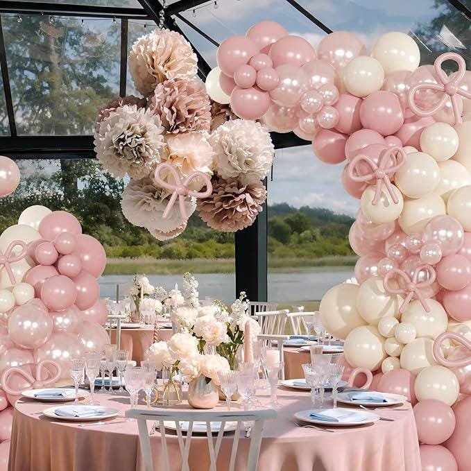 Dusty Pink Balloon Arch Kit 116pcs Pearl Pink White Baby Shower Birthday Party