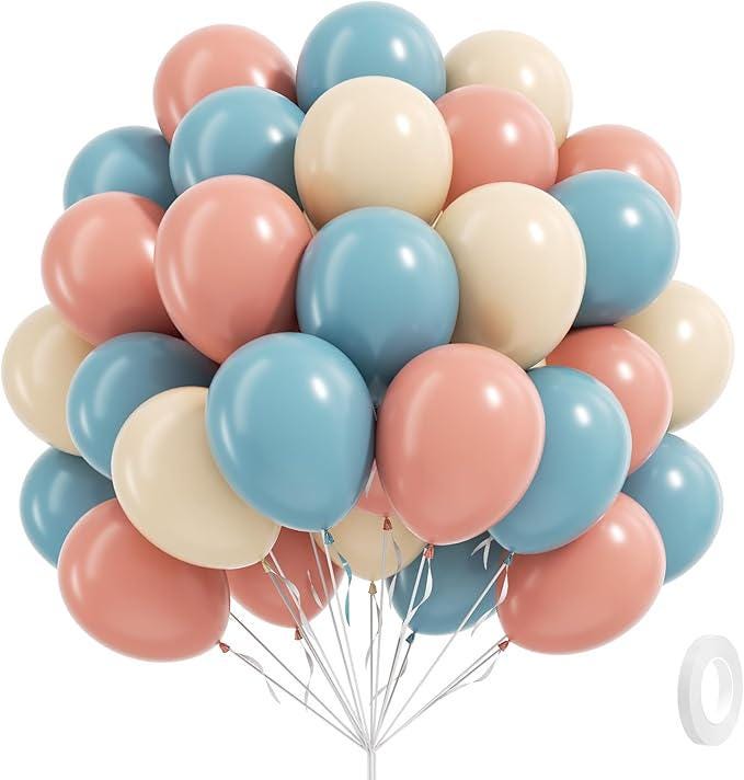Gender Reveal Balloon Set 60pcs Dusty Pink Blue White Baby Shower Party