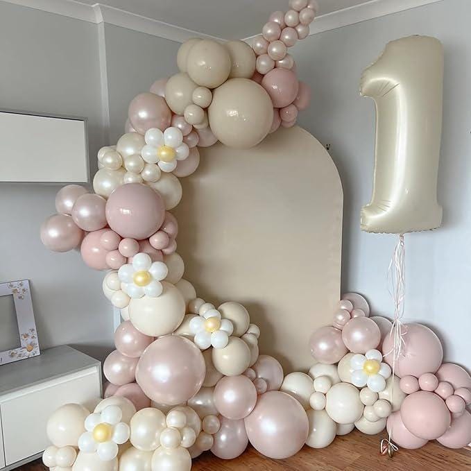 Pearl Dusty Pink Balloon Arch Double Stuffed Blush White Baby Wedding Party