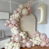 Pearl Dusty Pink Balloon Arch Double Stuffed Blush White Baby Wedding Party