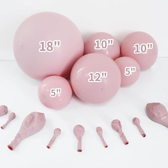 Dusty Pink Double Stuffed Balloon Arch 115pcs Boho Birthday Baby Shower Party