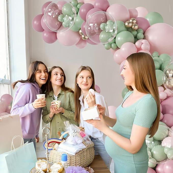 Dusty Pink Green Gold Balloon Arch Kit 132pcs Fairy Baby Shower Birthday Party