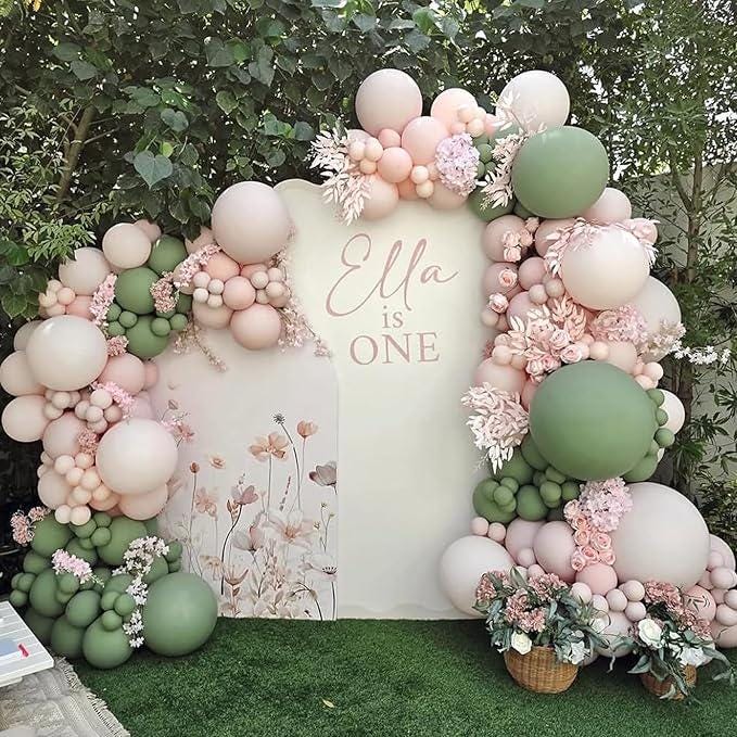 Sage Green & Pink Balloon Garland Kit - 60 Piece Baby Shower Decor