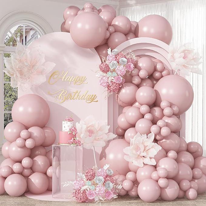 Cavern Pink Balloon Arch Boho Dusty Blush Rose Birthday Baby Shower Party