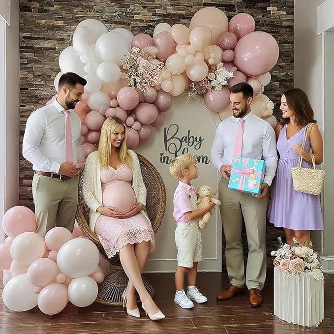 Dusty Pink White Double Stuffed Balloon Garland Baby Shower Birthday Party