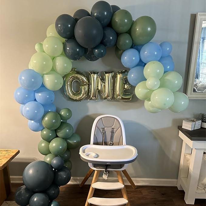 Dusty Slate Blue Green Balloon Arch Kit 118pcs Baby Shower Birthday Party