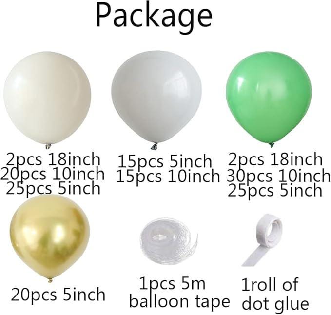 Sage Green Balloon Arch Kit 154pcs Avocado Sand White Gold Baby Shower Birthday Party