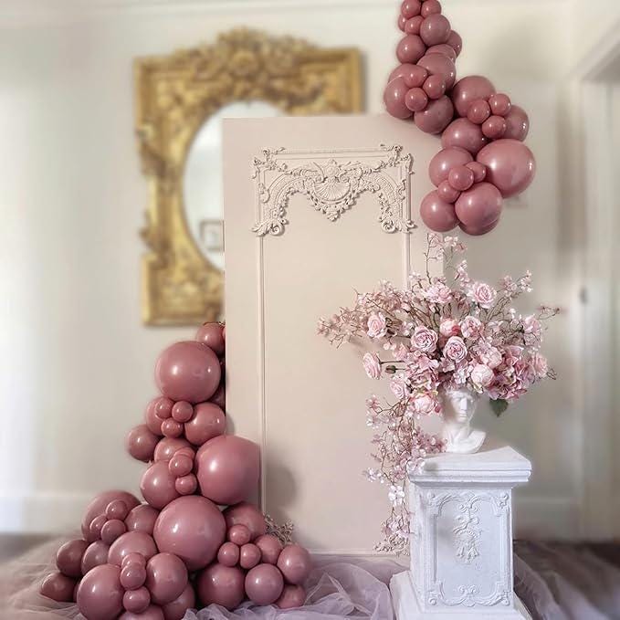 Dusty Pink Double Stuffed Balloon Arch 108pcs Boho Baby Shower Birthday Party