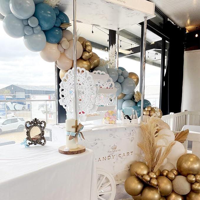 Dusty Blue Balloon Arch Kit 167pcs Pastel Blue White Gold Party Decor
