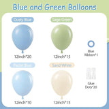 Pastel Blue & Sage Green Balloon Garland Kit, 60pcs
