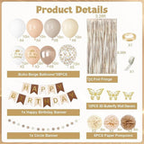 Neutral Birthday Decorations Balloons Banner Fringe Curtain Pompoms Butterfly Party