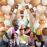 Brown Birthday Decorations Balloons Banner Fringe Curtain Heart Foil Balloons Party