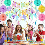 Pastel Birthday Party Decorations Kit Banner Flag Bunting Garland Swirls Honeycomb Ball Party