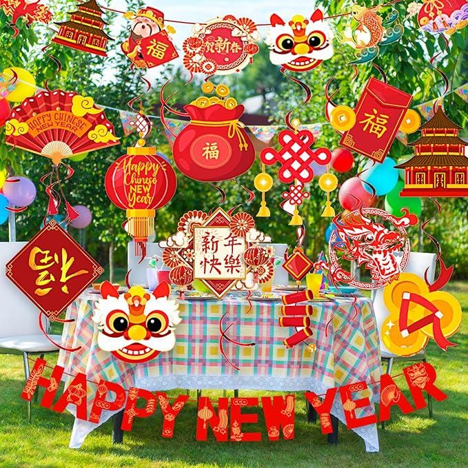 2025 Chinese New Year Decorations Banner Snake Year Spring Festival Hanging Swirls