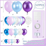 167 Pcs Purple Blue Balloon Garland Arch Kit with Snow Confetti Decor