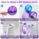 167 Pcs Purple Blue Balloon Garland Arch Kit with Snow Confetti Decor