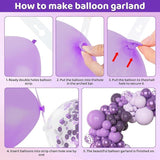 153 Pcs Purple Balloon Garland Arch Kit Lavender Metallic Confetti Balloons
