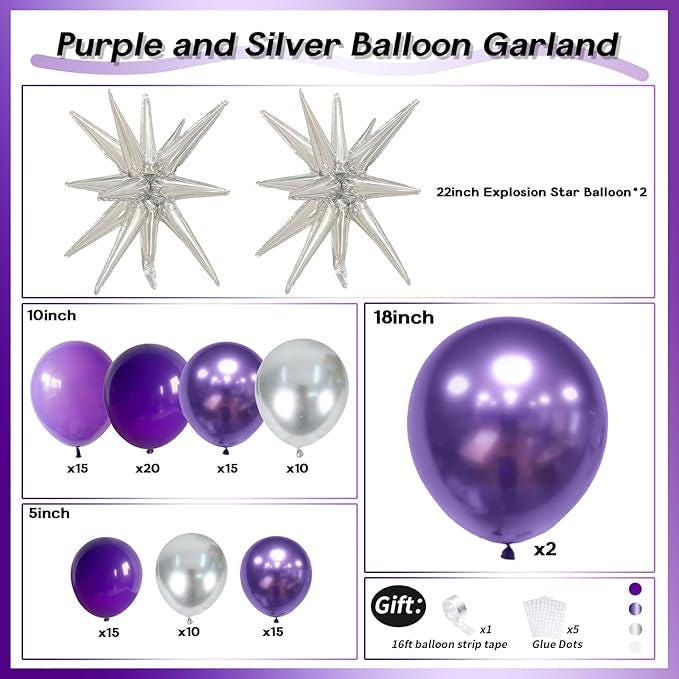 Dark Purple Balloon Arch Kit 110 Pcs Pastel Metallic Garland Party Decorations