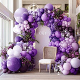 Purple Lavender Balloon Arch Double Stuffed Dark Lilac Clear Balloons Party Decor