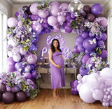 Purple Lavender Balloon Arch Double Stuffed Dark Lilac Clear Balloons Party Decor